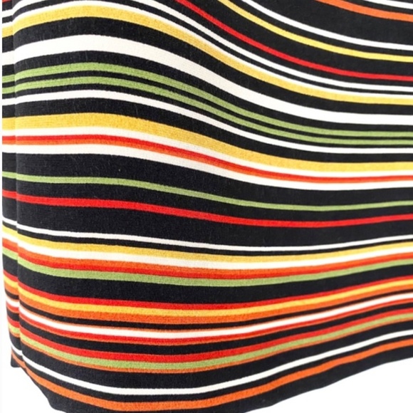 1990’s Silk Jones New York Striped Wrap Mini Skirt, Earthy Colours, Green Orange - Picture 7 of 8
